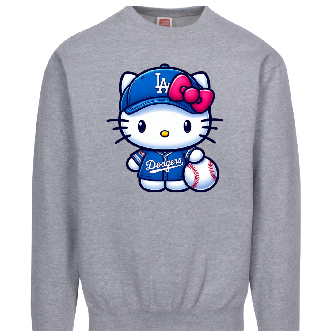 Cute Kitty Blue Fan Crewneck