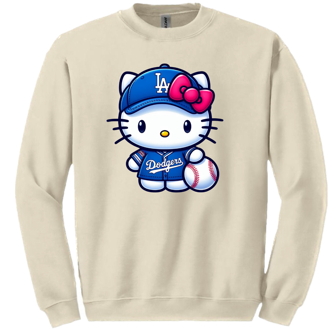 Cute Kitty Blue Fan Crewneck