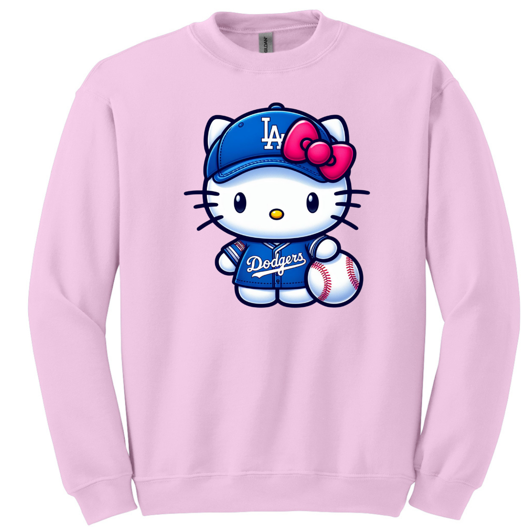 Cute Kitty Blue Fan Crewneck