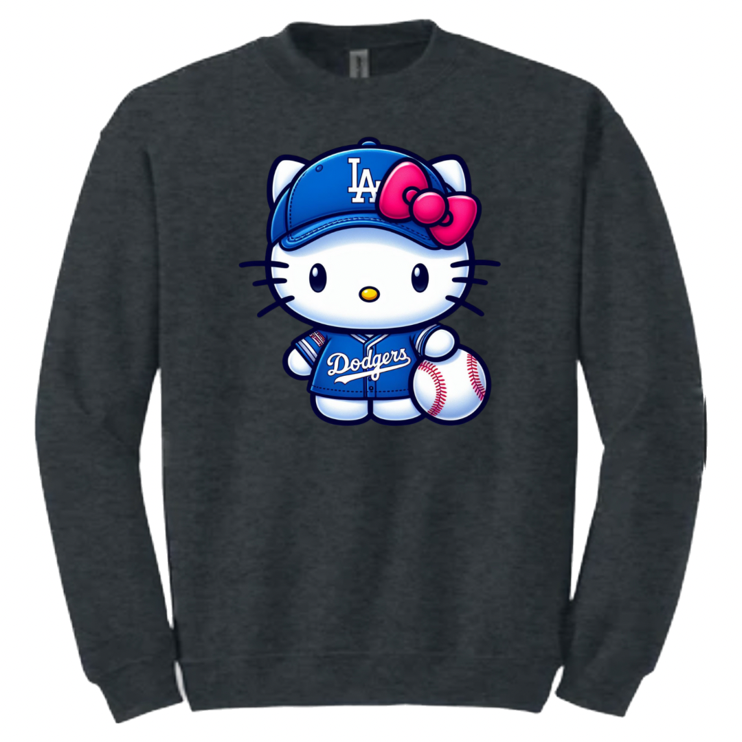 Cute Kitty Blue Fan Crewneck