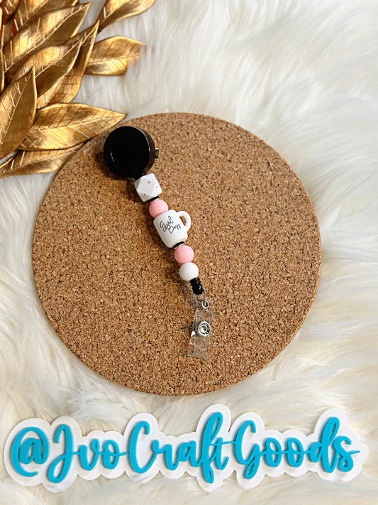 Girl Boss Beaded Badge Reel