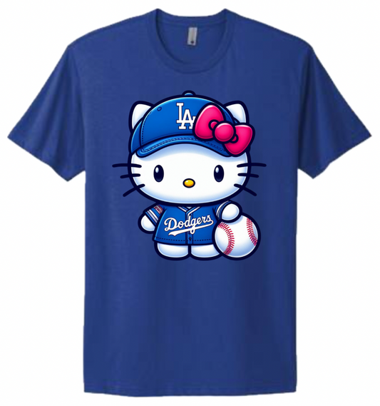 Cute Kitty Blue Fan T-Shirt